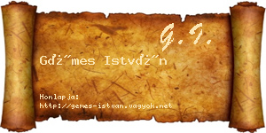 Gémes István névjegykártya